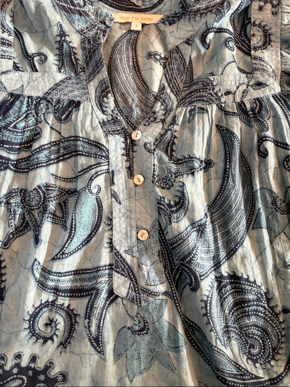 Love The Label Sara Top - Sasha Blue Paisley size small boho peasant festival - Picture 4 of 7